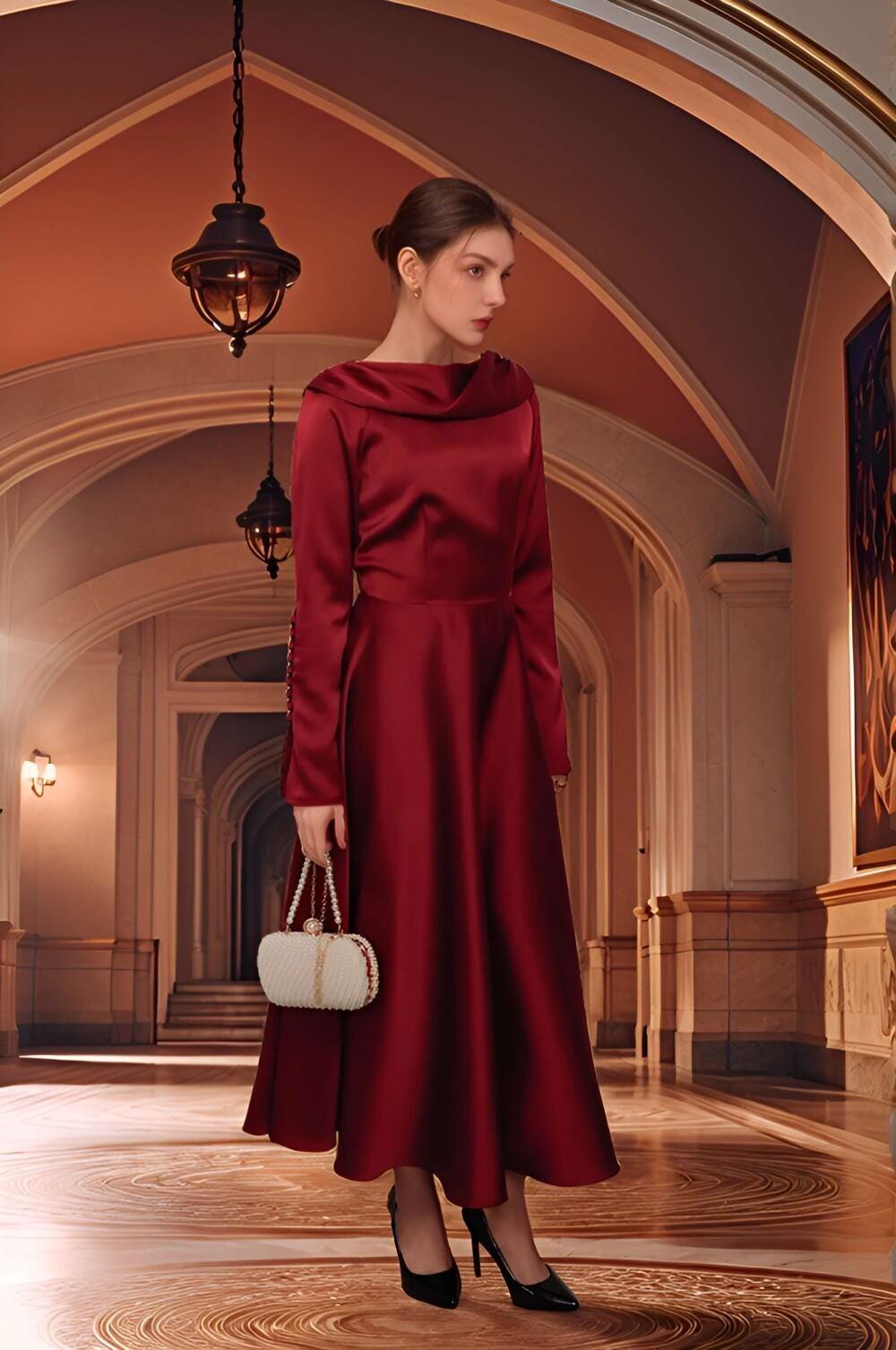 Mother Of Bride Maxi Silk Dress Elegant Long